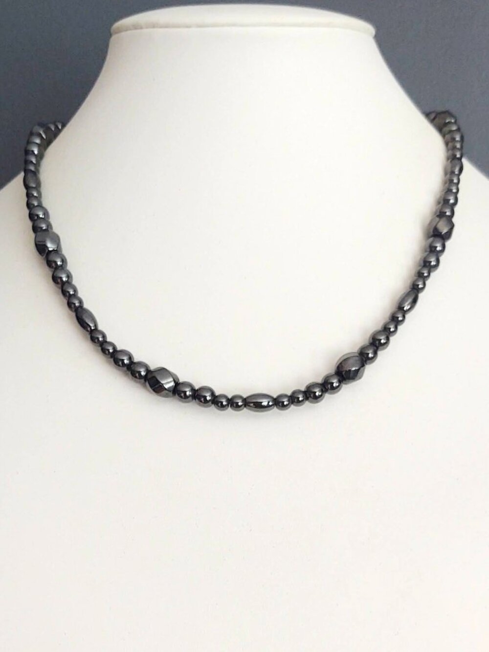 Dark gray beaded magnetic necklace